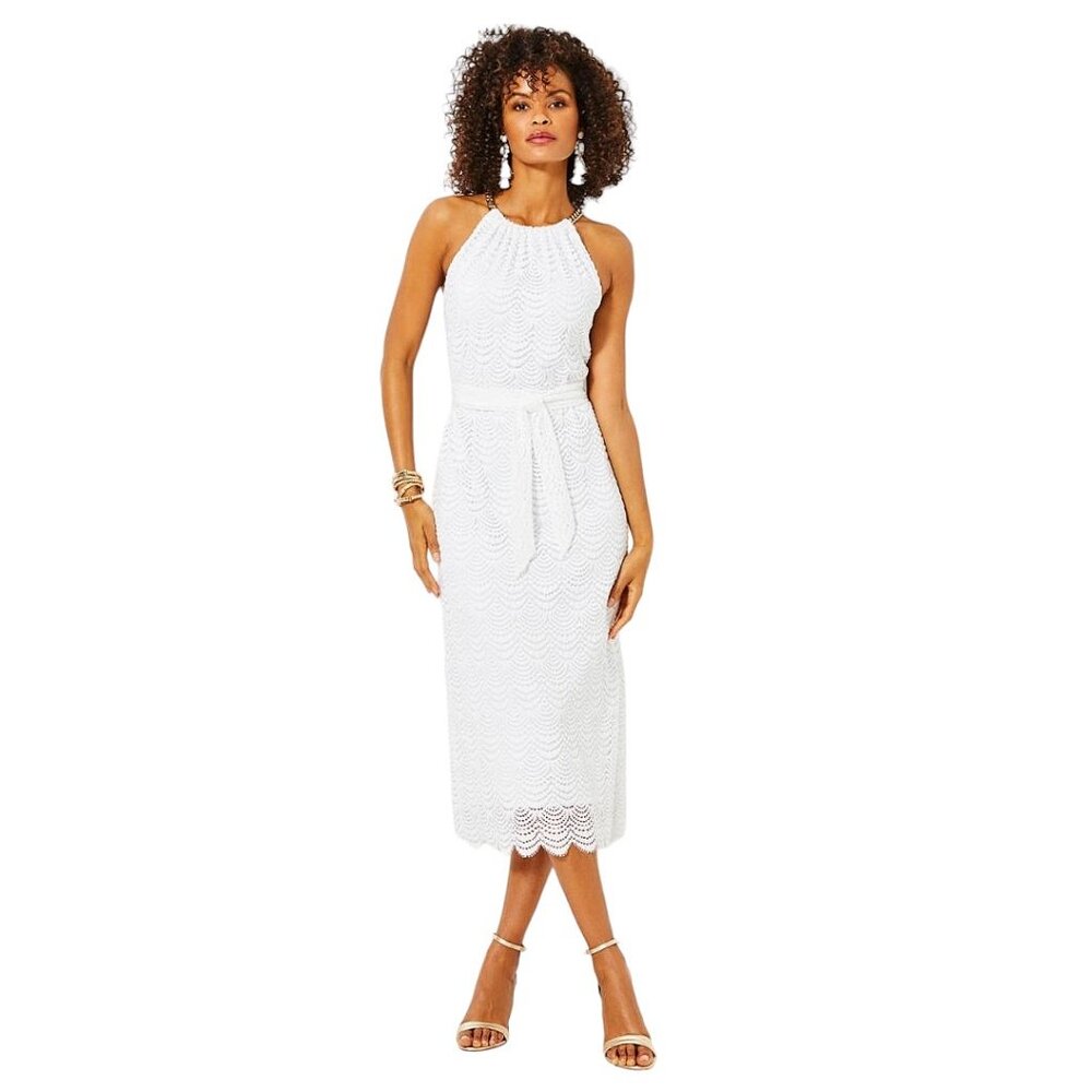 Lilly Pulitzer White Lace Halter Midi Dress